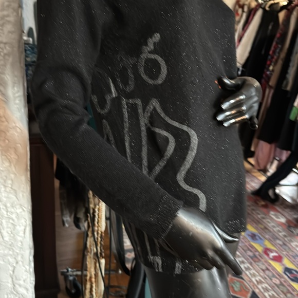 Black lurex sweater with french graffiti - Picture 5 of 8